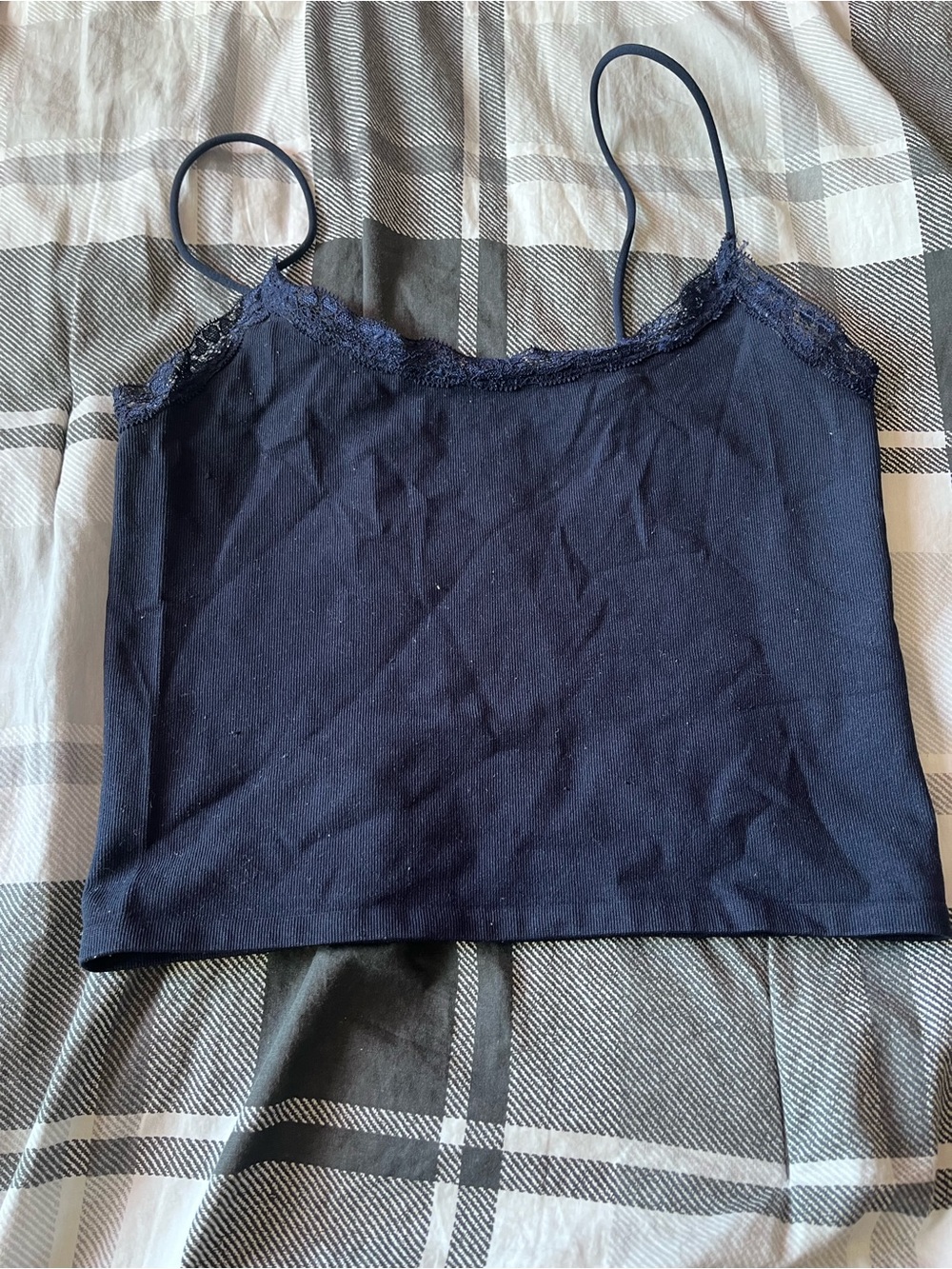Garage Navy Lace-Trim Spaghetti Strap Cami